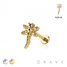 MULTI CZ CZ DRAGONFLY THREADLESS (PUSH IN) 316L SURGICAL STEEL LABRET SET